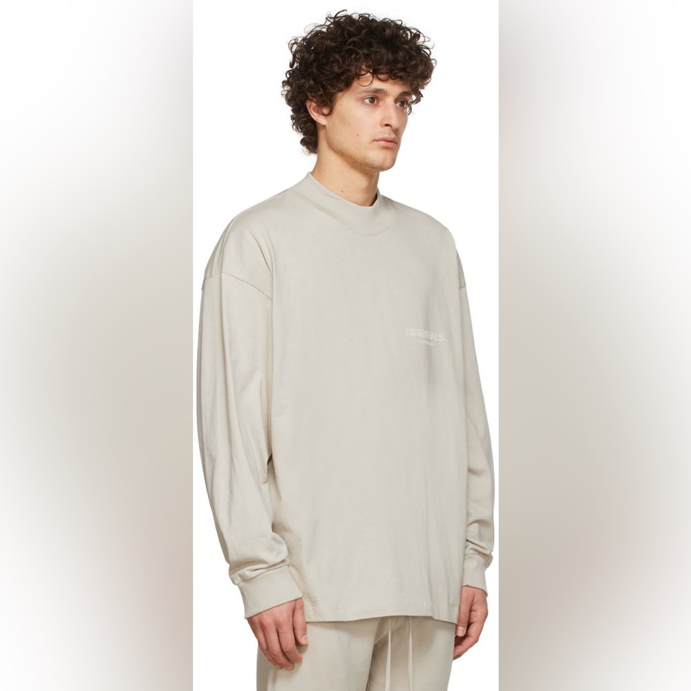 Fear of God ESSENTIALS Beige Cotton Jersey Long Sleeve T-Shirt | Medium | Unisex
